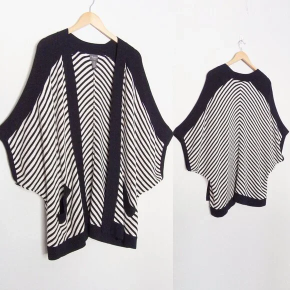 Chico's Travelers Collection Striped Cardigan Sweater Dolman Kimono Open Front L - Picture 16 of 16